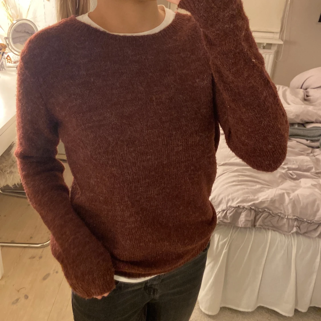 Vinröd stickad tröja - 90