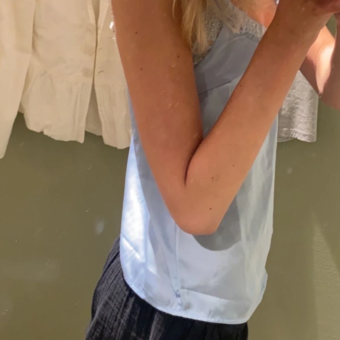 Ljusblått silkes linne - 91