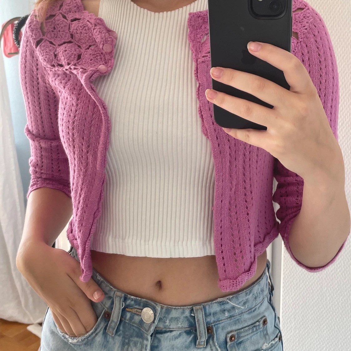 Lila virkad kofta 💜 - 90