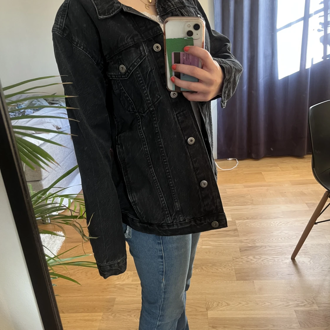 Mörkgrå jeans jacka - 90