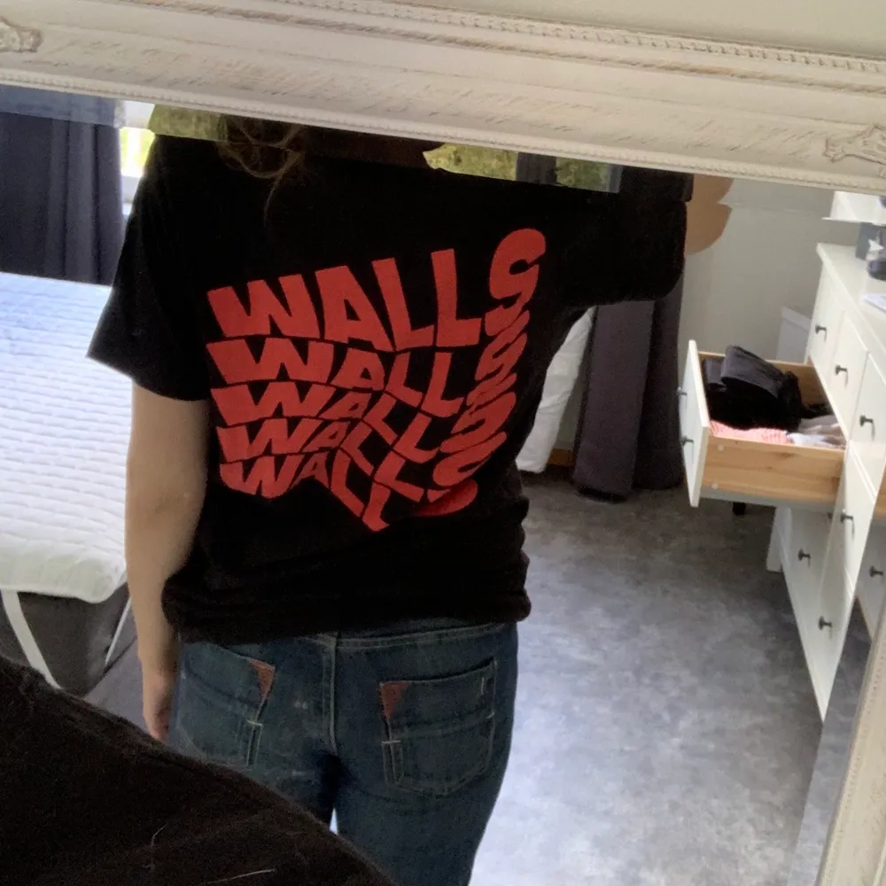 louis tomlinson merch!🫶🏻 walls på ryggen i rött och använd ett fåtal gånger!. T-shirts.