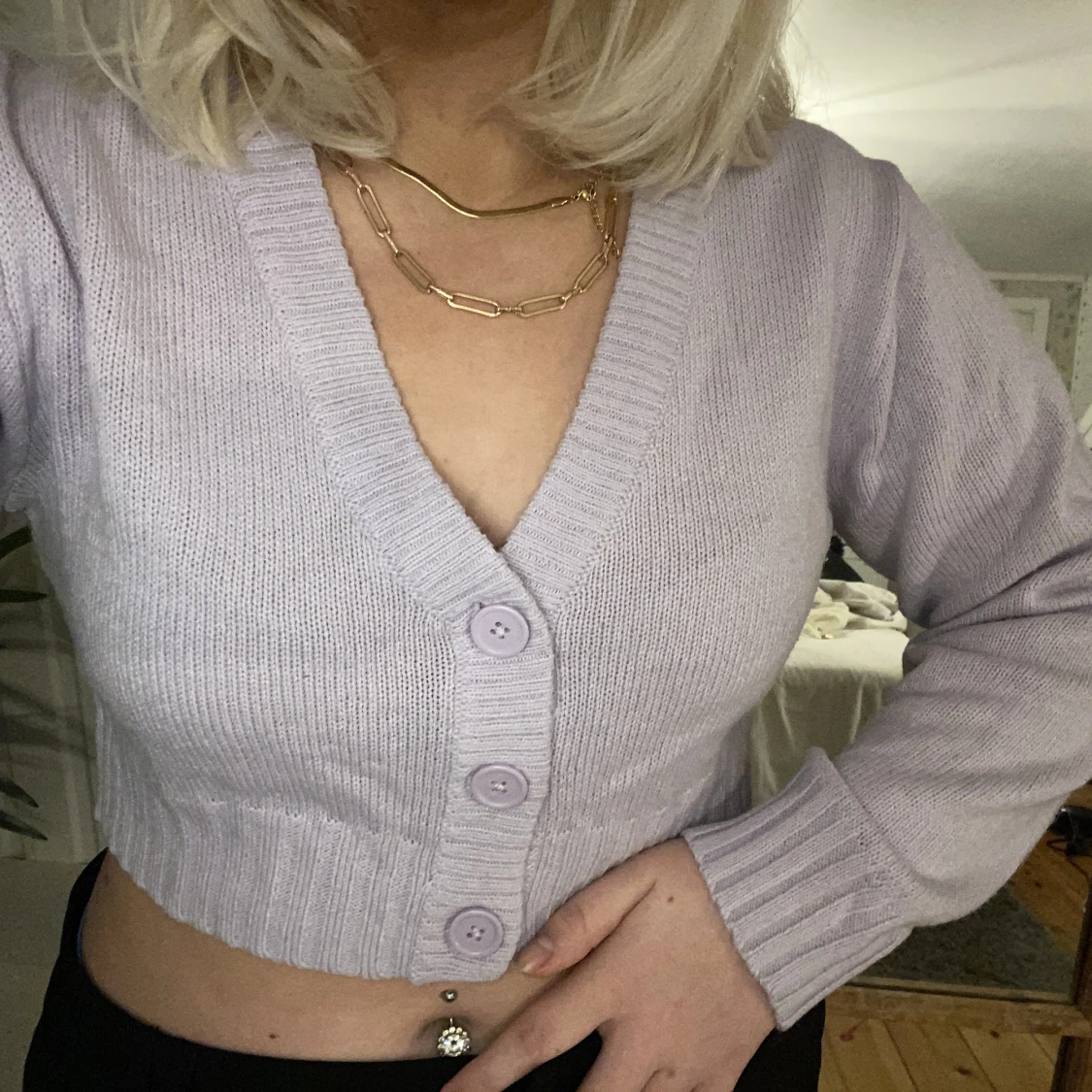 Lila kofta/tröja - 90