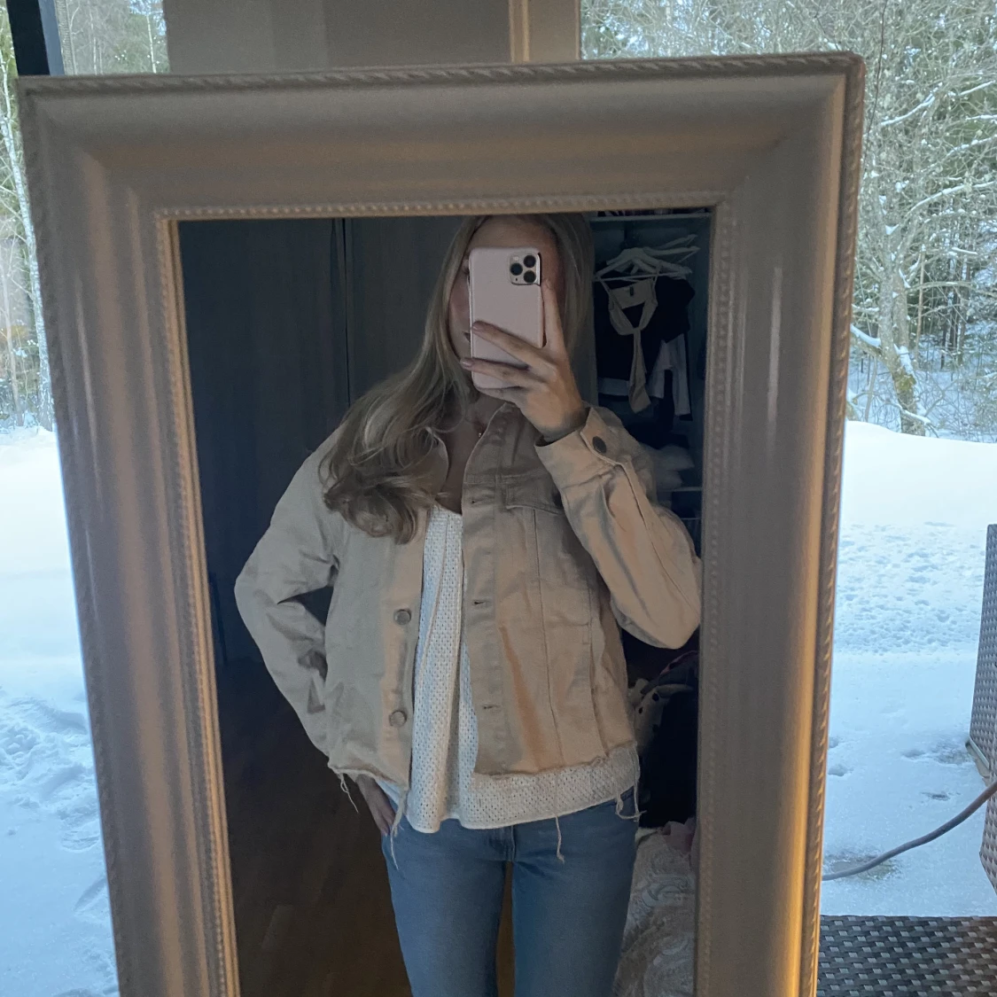 Beige jeans jacka - 90