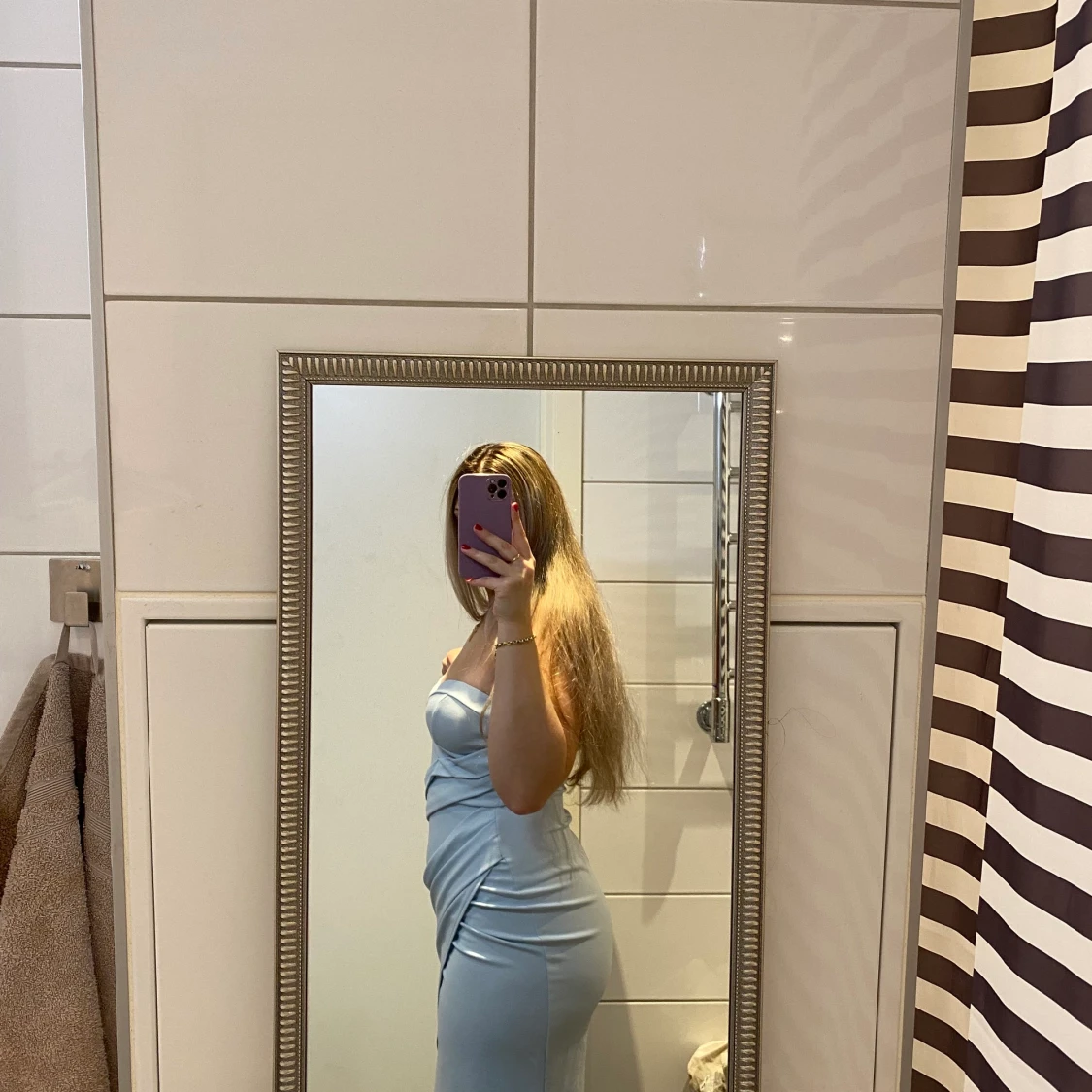 Ljusblå omlottklänning - 90