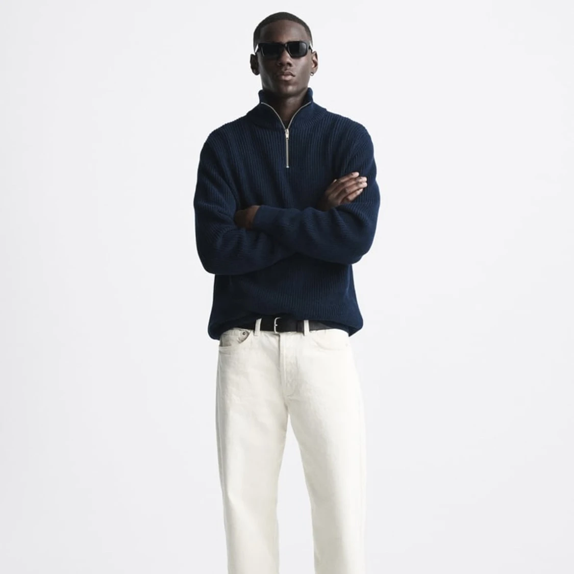 Blå halv zip tröja Zara - 91