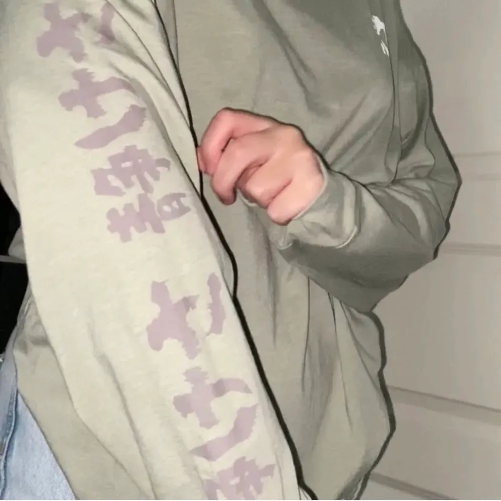 Säljer denna sjukt snygga långärmade t-shirten från Urban Outfitters! Den är ljusgrön med tryck på ryggen! Den är i storleken S men då den är oversized så sitter den ungefär som en L! Kontakta mig vid intresse🦋. Hoodies.