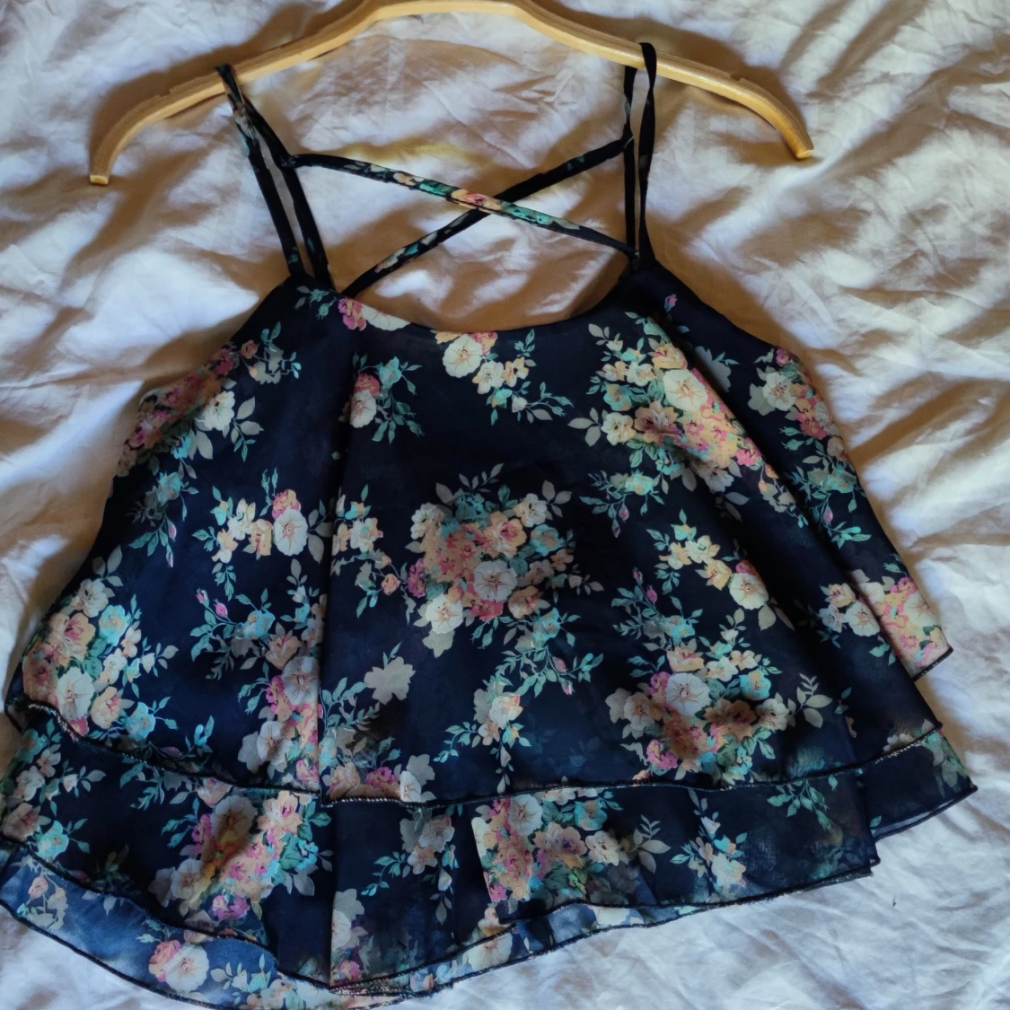 Söt blommig silke topp  - 90