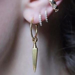 Maria Nilsdotter örhängen - Säljer två stycken Guld poison arrow örhängen. Använda fåtal gånger. ! 1 ! nytt kostar 2 295 kr. Jag säljer båda dessa för 3000. Box medkommer 