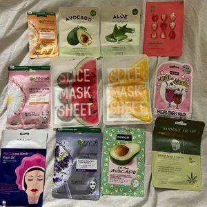 Ansiktsmasker  - Massa ansiktsmasker, hårmask, ”ögon”mask. Alla är inköpta detta år och såklart oöppnade. Skriv för paketpris eller mer information om frakt osv då det varierar. 15kr+frakt/st.  NÅGRA ÄR KÖPTA, SKRIV FÖR MER INFORMATION 