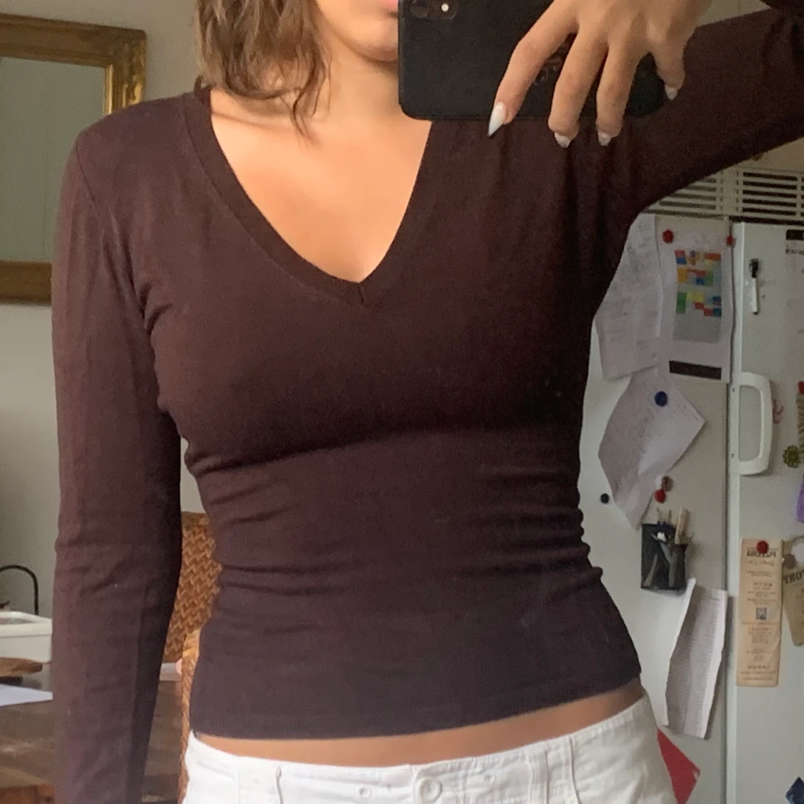 Brun långärmad tröja - 90