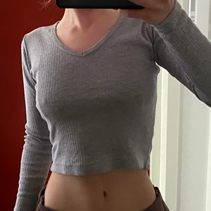 Grå tröja Brandy  - Grå långärmad croptop från Brandy Melville 