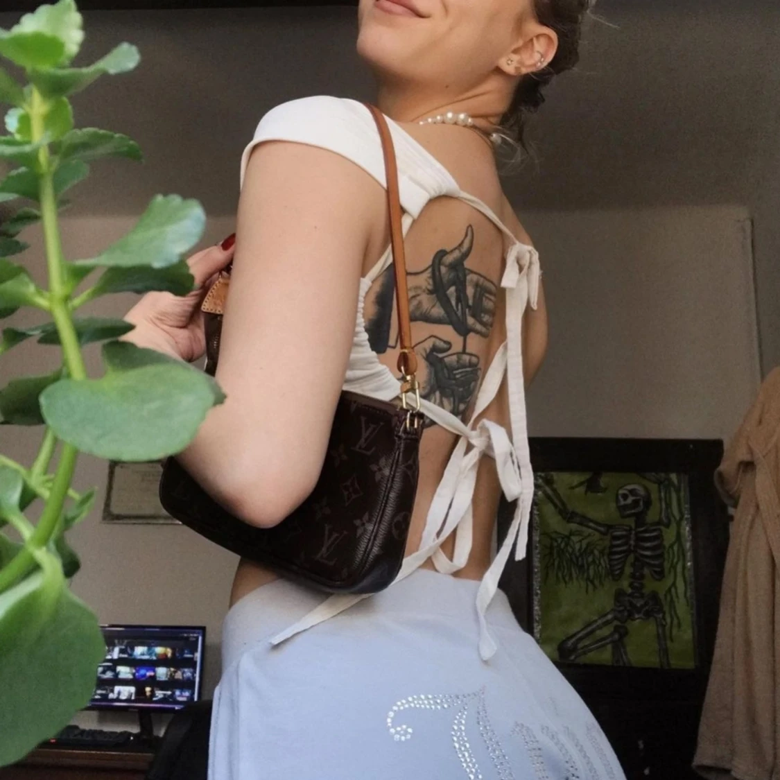 Open back top handmade repurposed materials  - 90