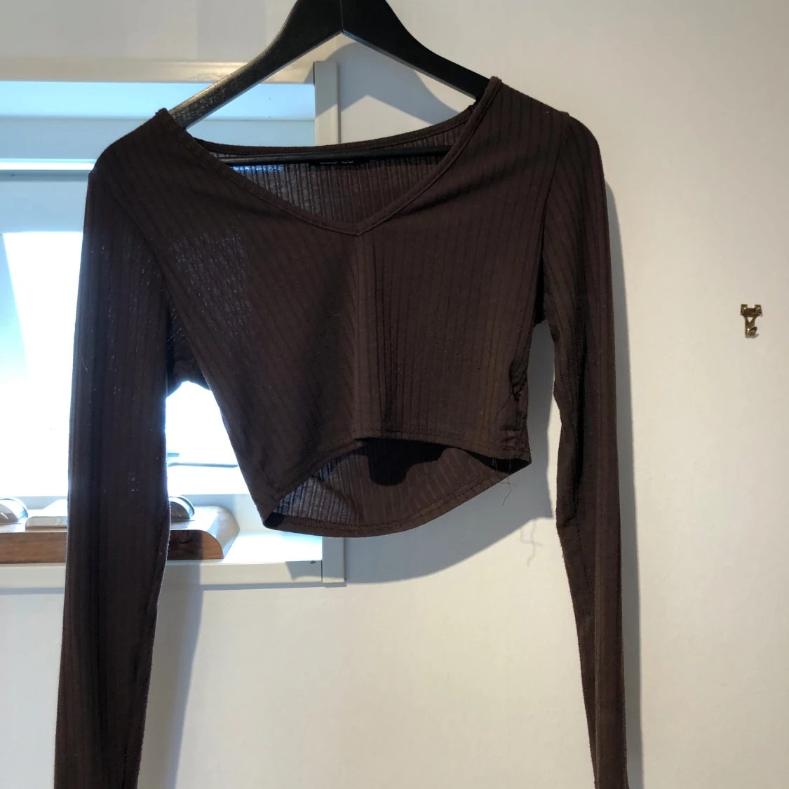 Brun ribbad croppad topp Boohoo - 1