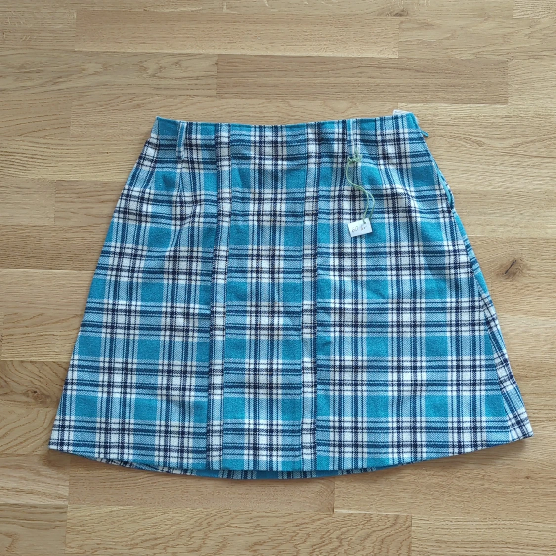 Vintage Blåvit rutig kortkjol med dragkedja