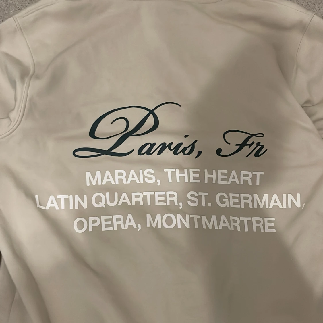 Beige hoodie med Paris-tryck - 1