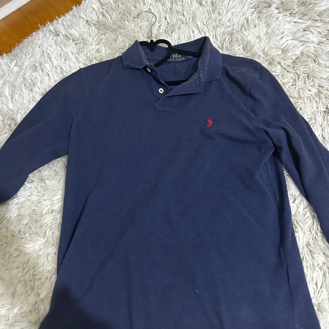 Marinblå långärmad pikétröja Polo Ralph Lauren