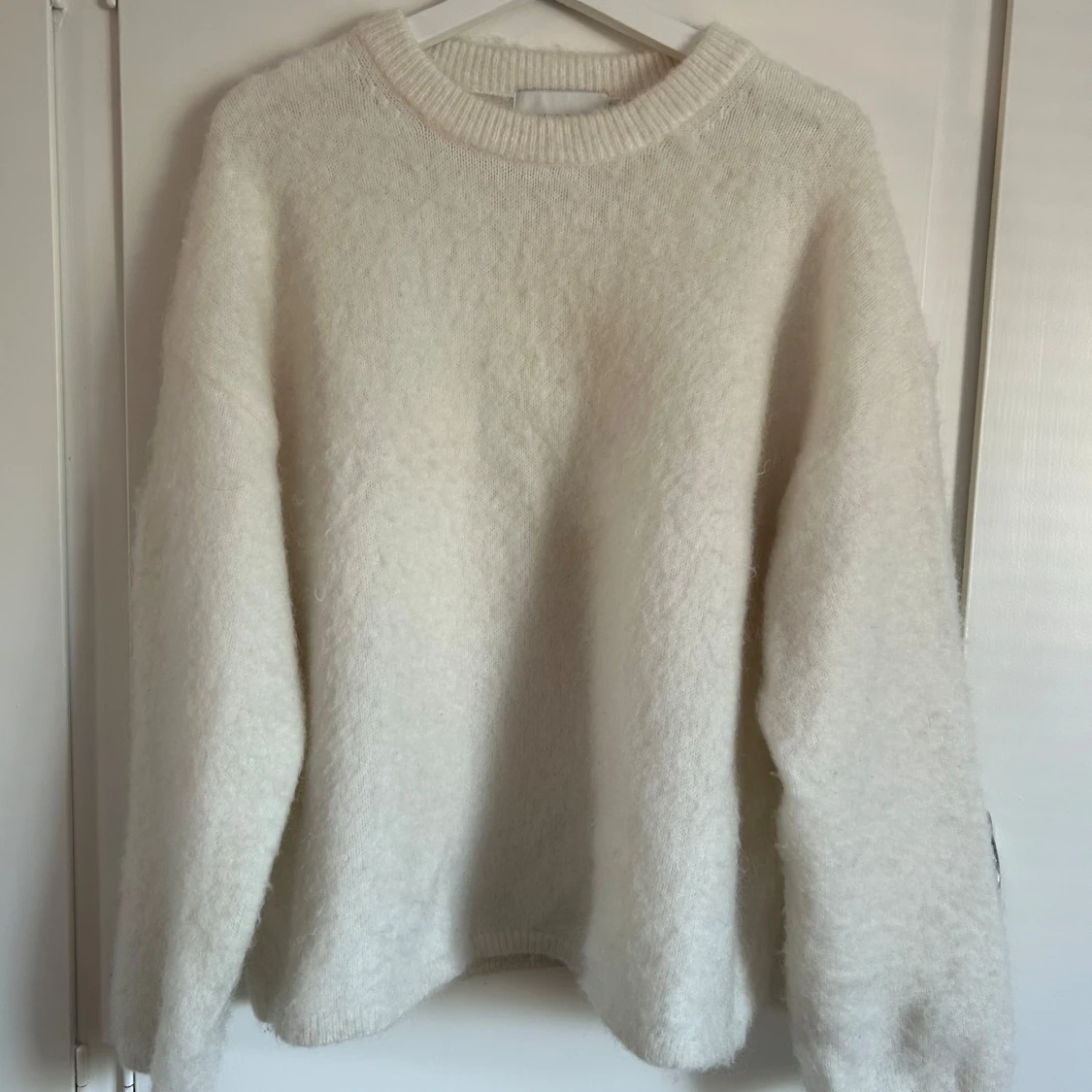 Vit stickad mohairmix hm - 1