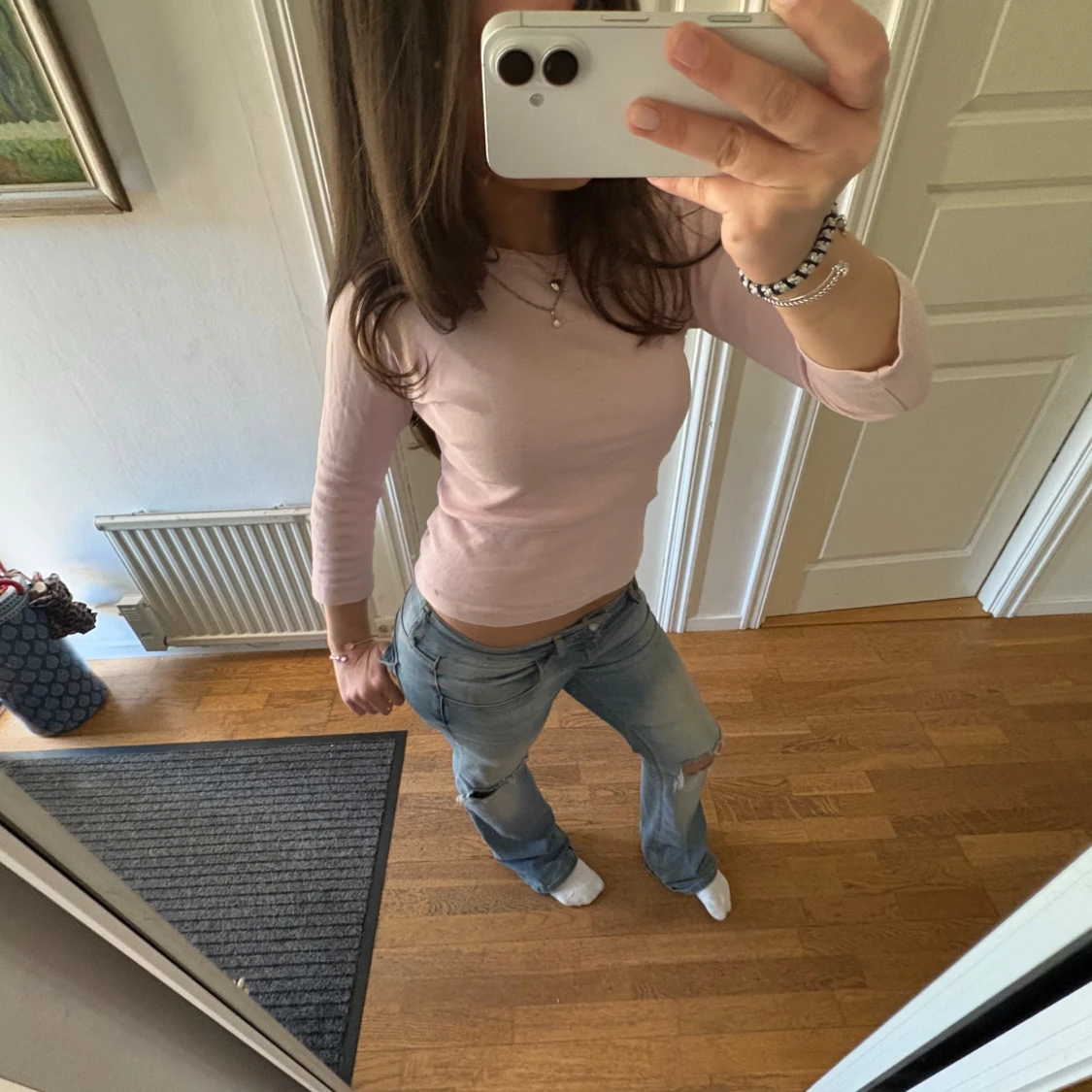 rosa trekvartsärmad tröja