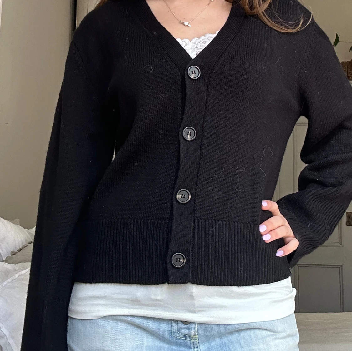 Svart stickad neo noir kofta💞 - 2