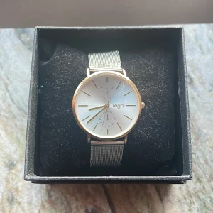 Silverfärgad klocka från Regal med meshband - Stilren klocka från Regal med silverfärgad urtavla och guldiga detaljer. Klockan har ett elegant meshband i silver och levereras i originalask. Perfekt accessoar för att lyfta din outfit.