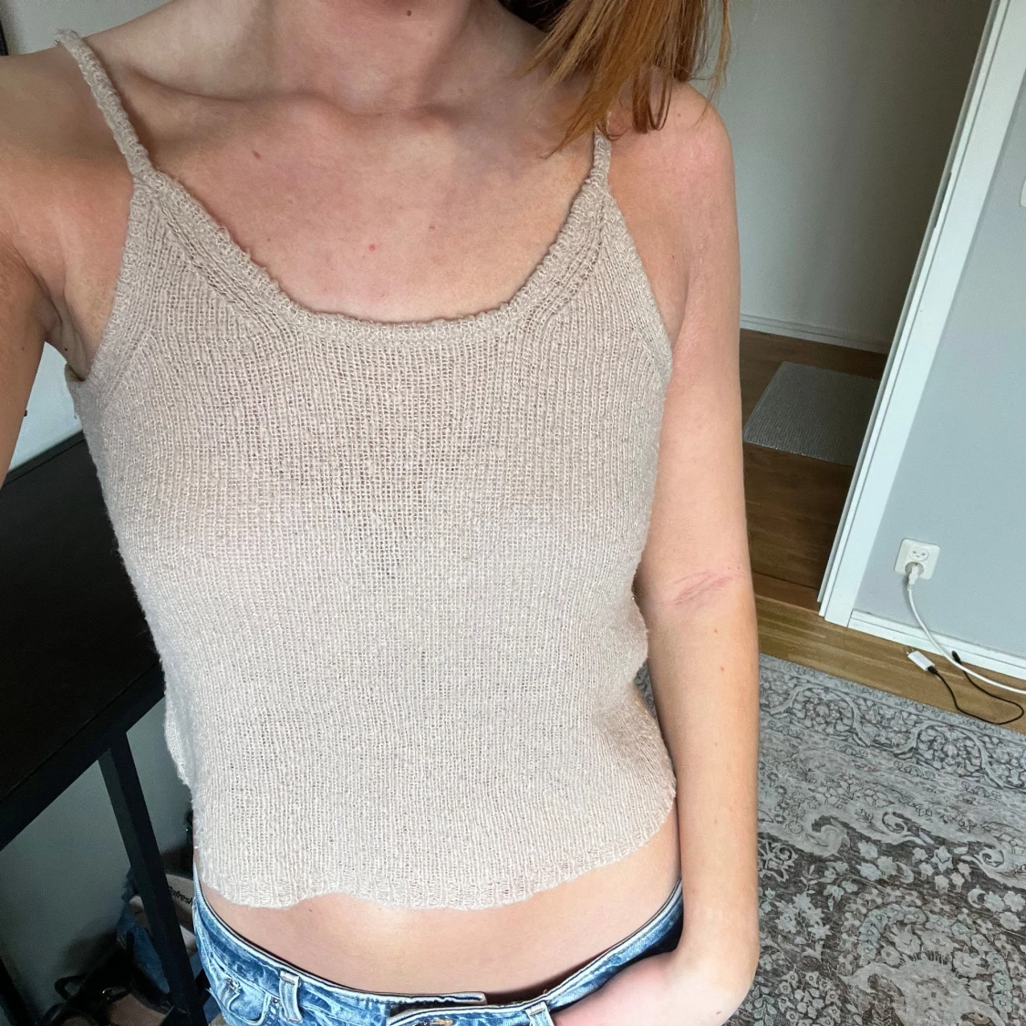 Beige stickad linnetopp från Zara - 2