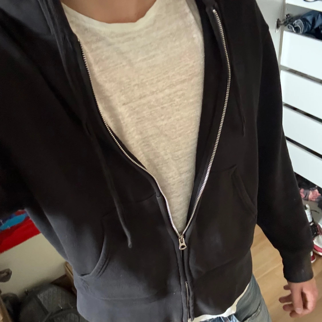 Svart Acne zip hoodie  - 2