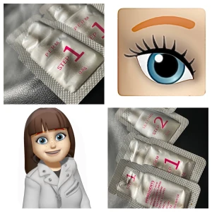 Prisförslag- 3 set Ögonfranspermanent kit steg 1+2 - Kit för ögonfranspermanent med steg 1 och 2. Varje förpackning innehåller 0,8g av produkten. Perfekt för att ge fransarna en långvarig böj och volym. Första gång vid permanent ta kort tid ex 5 min. Öka nästa gång om behovet finns. 