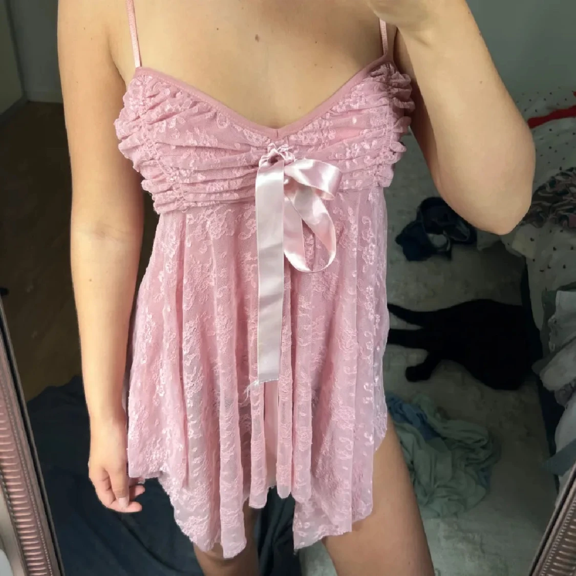 Rosa nattlinne med rosett - 1