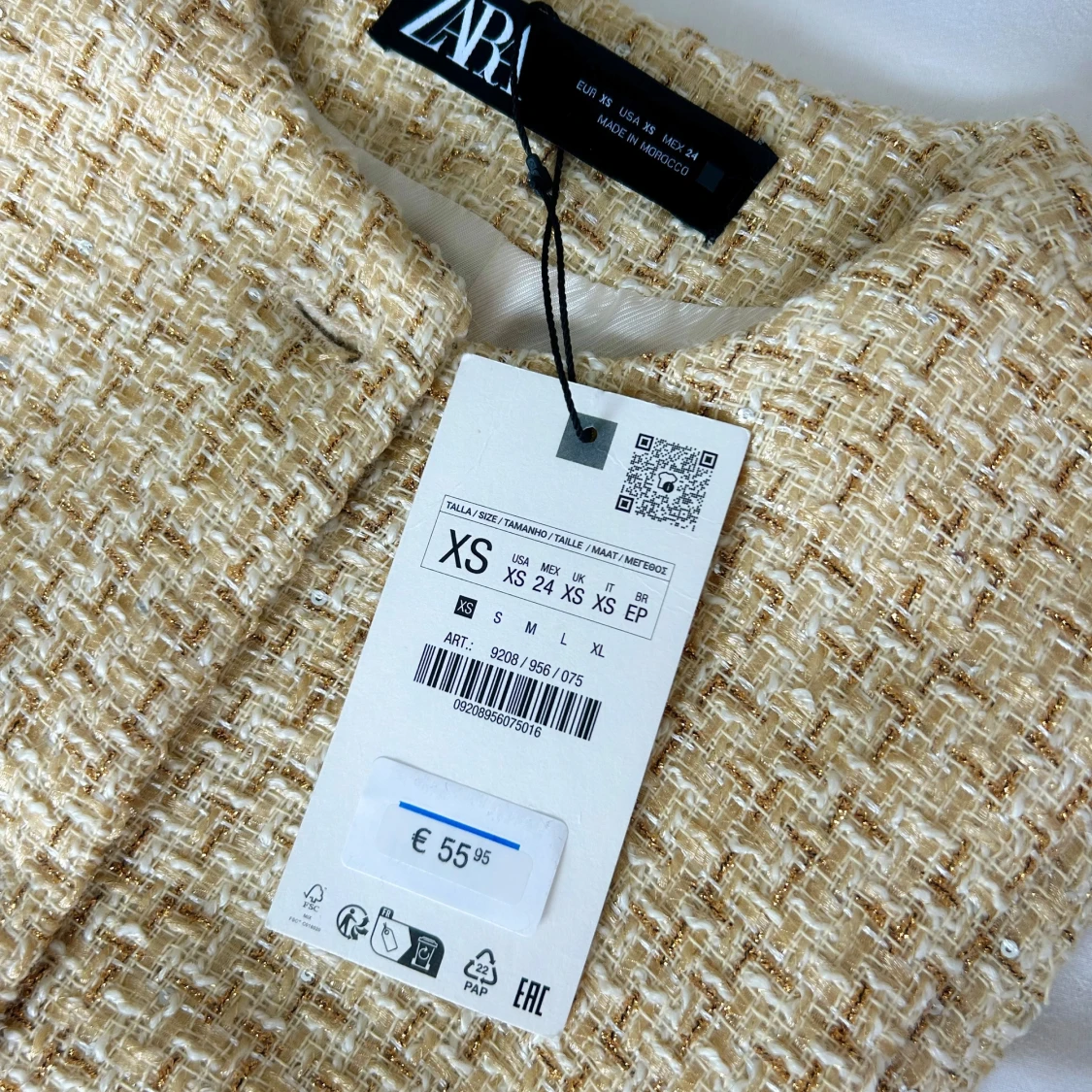 Beige tweedväst med bälte från Zara - 2