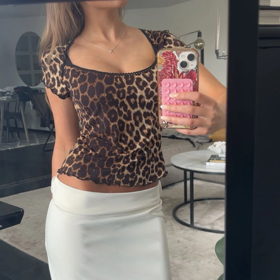Leopardmönstrad croppad topp🐆🤎