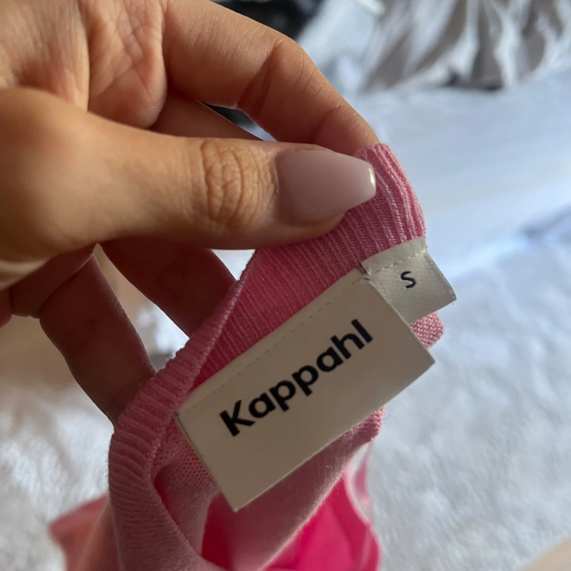 Rosa stickad tröja med trekvartsärm - 4