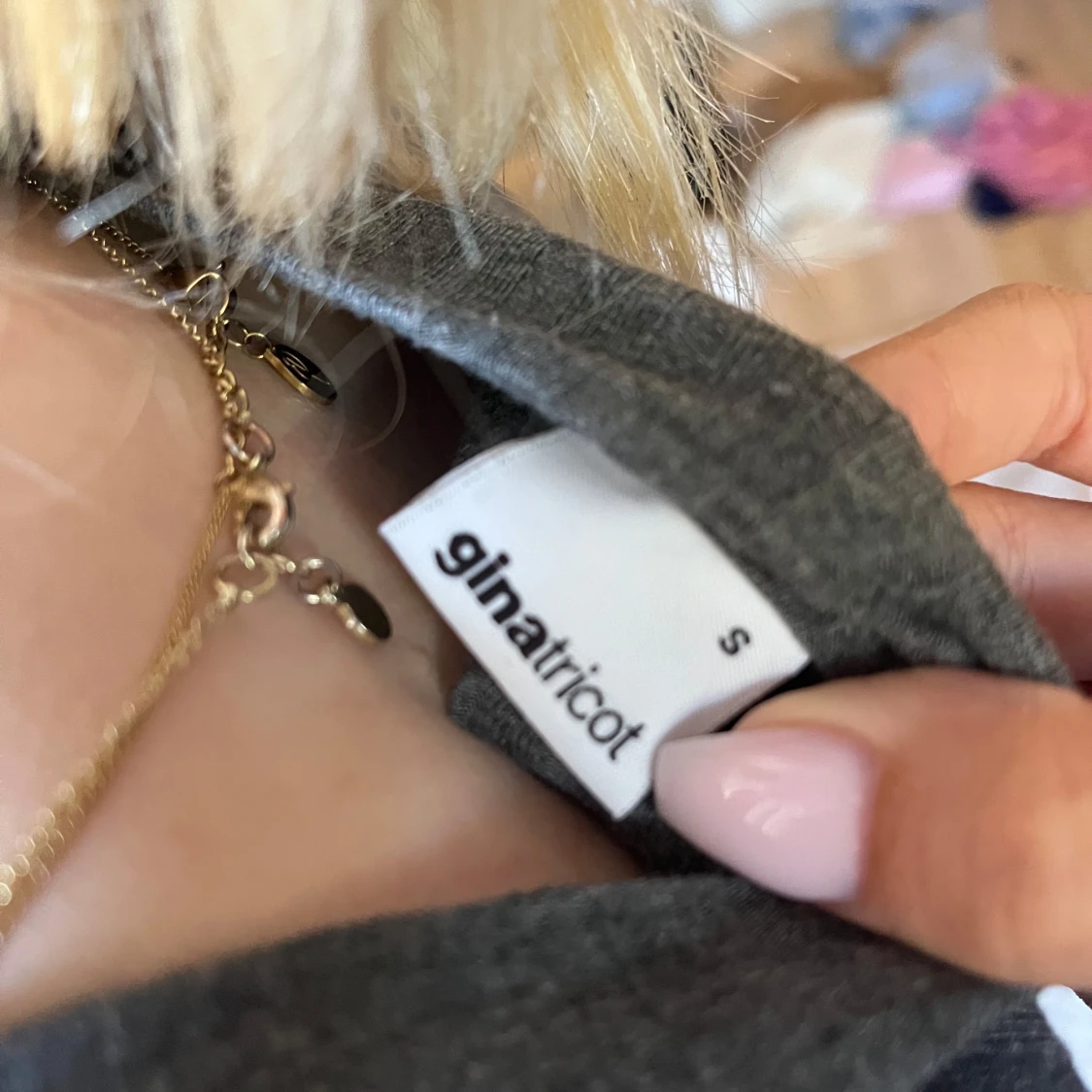 Grå ribbad croppad långärmad topp - 4