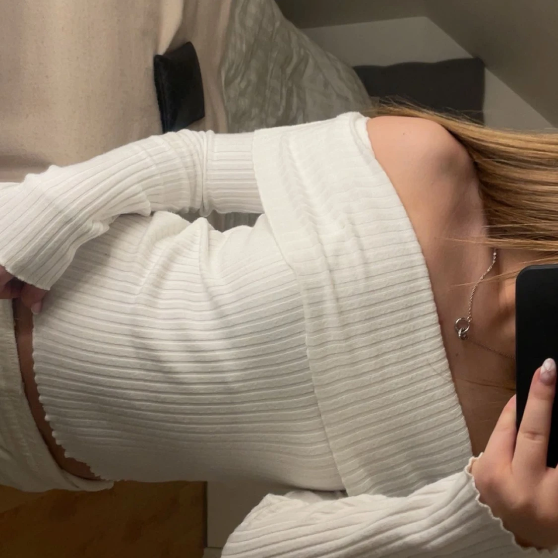 Vit off shoulder tröja  - 3