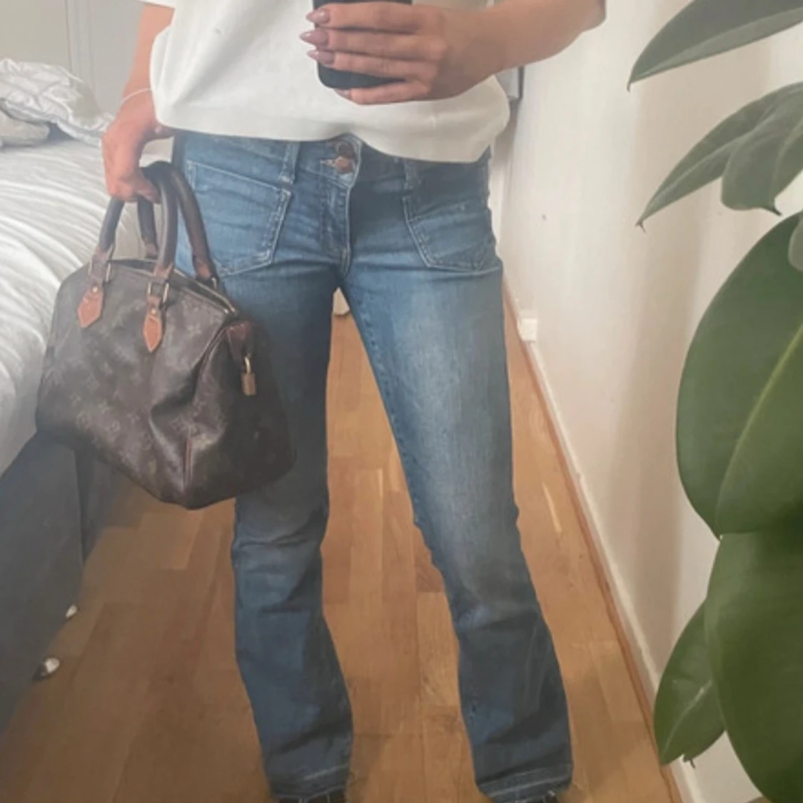 Blå lowwaist bootcut jeans - 1