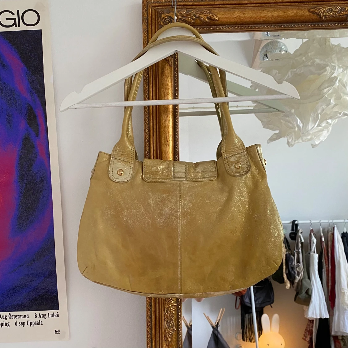 Vintage väska äkta läder skinn  - 3