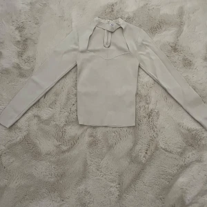 Beige långärmad topp med cut out från Zara - Populär Zara topp i storlek S, endast provad aldrig använd. Nypris ca 250kr, säljer för 50kr