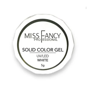 Solid Color Gel White från Miss Fancy - Solid Color Gel i färgen vit från Miss Fancy, perfekt för UV/LED-lampor. Innehåller 5g av högkvalitativ gel för naglar.