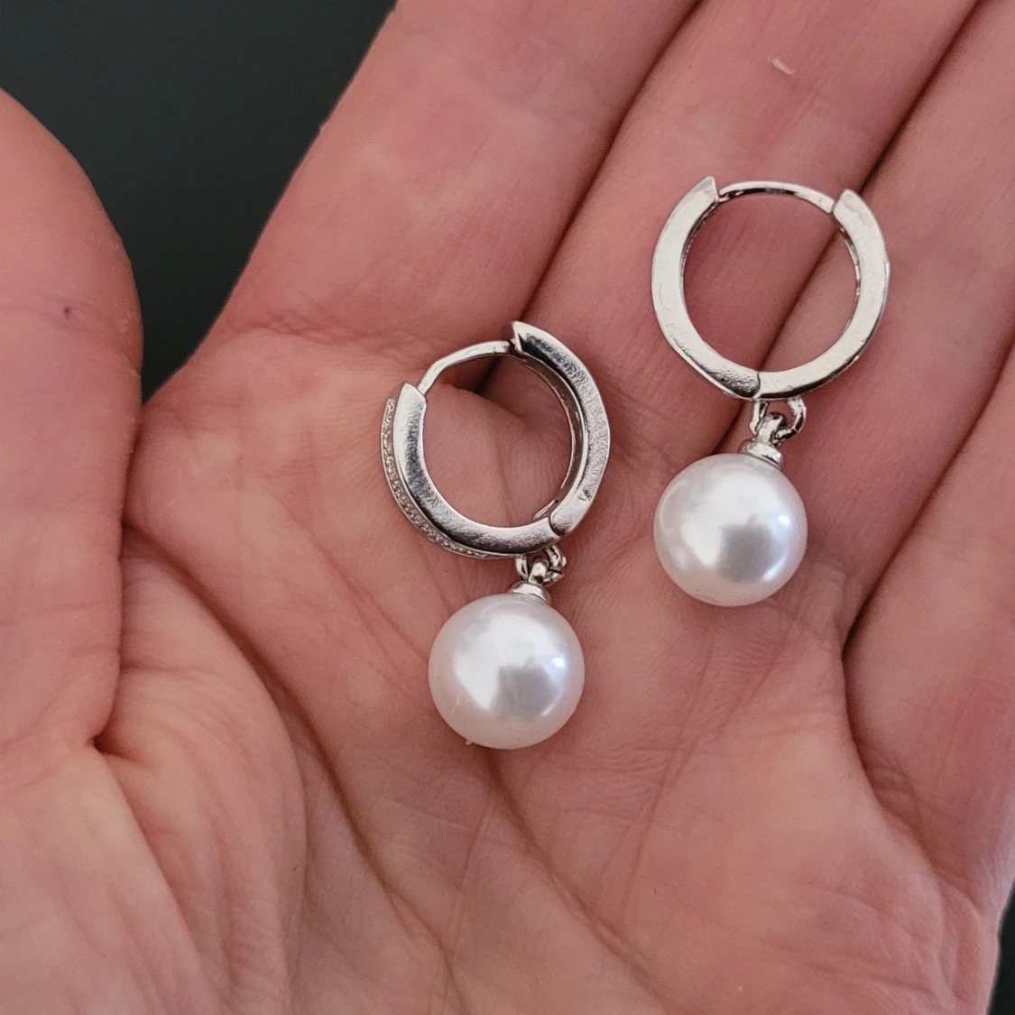  Helt nya Silverörhängen med vita pärlor - 3