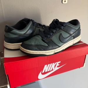 Nike Dunk low armory navy - Snygga Nike Dunk sneakers i en cool kombination av svart och grön. Skorna har en klassisk design med snörning och en bekväm passform. Perfekta för både vardag och sportiga aktiviteter.