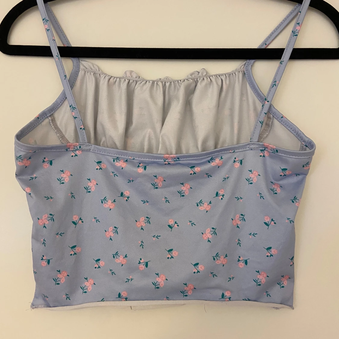 Ljusblå blommig linnetopp - 1