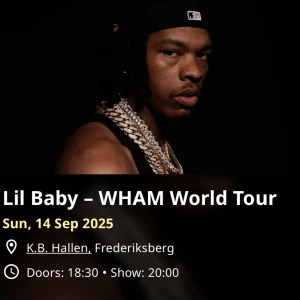 Lil baby konsert  - Lil baby konsert i Danmark, Köpenhamn! 14 september 2025. Nypris 1878kr. 