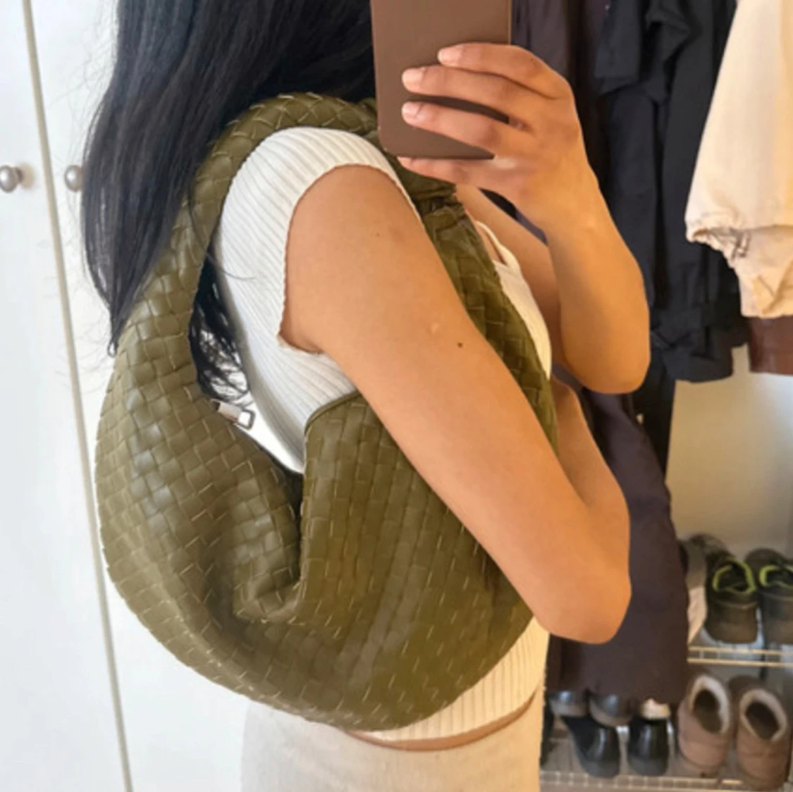 Olivgrön flätad axelväska 💕 - 2