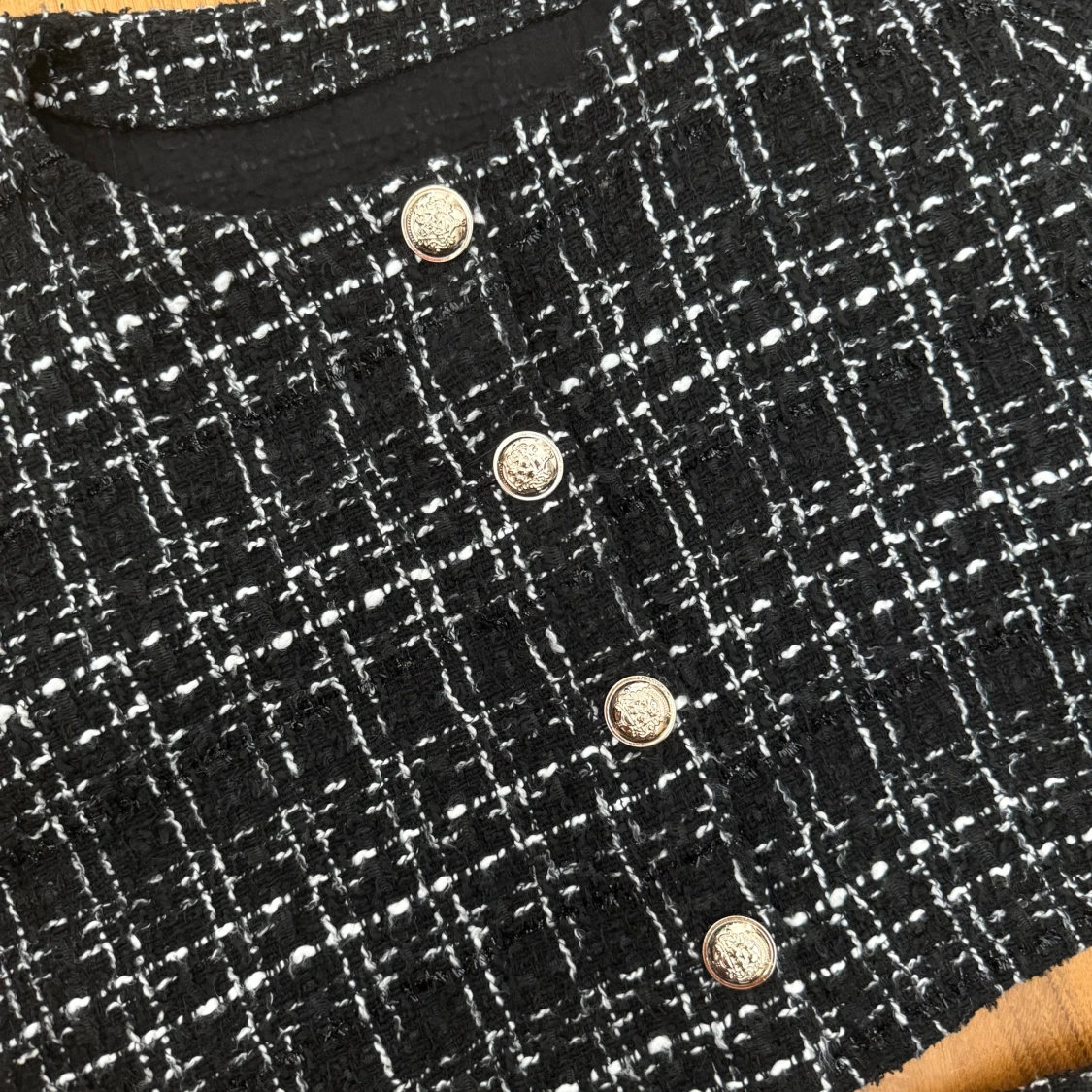 Svartvit rutig tweed kostymset - 2