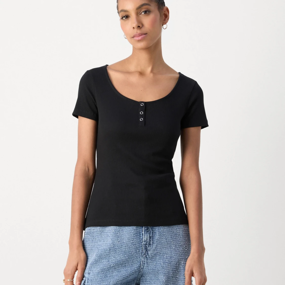 Svart ribbad topp från Anna Field - 1