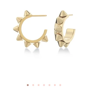 Guldiga örhängen med nitar - Coola örhängen i guldton med rund form och utstickande nitar runt hela ringen. Ger en edgy vibe och passar perfekt för dig som vill sticka ut. Snyggt och trendigt statement-smycke.