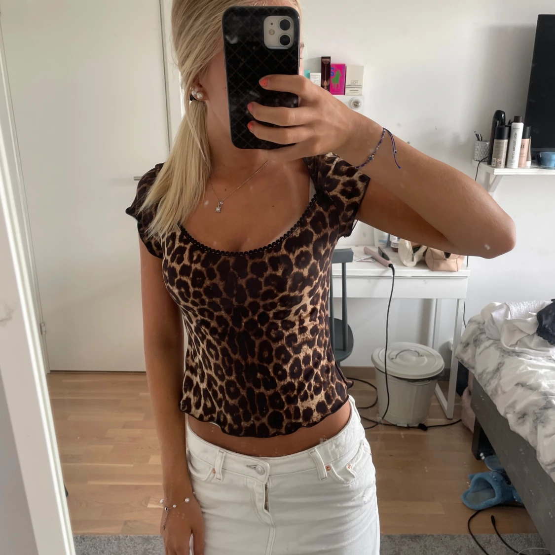 Leopardmönstrad croppad topp