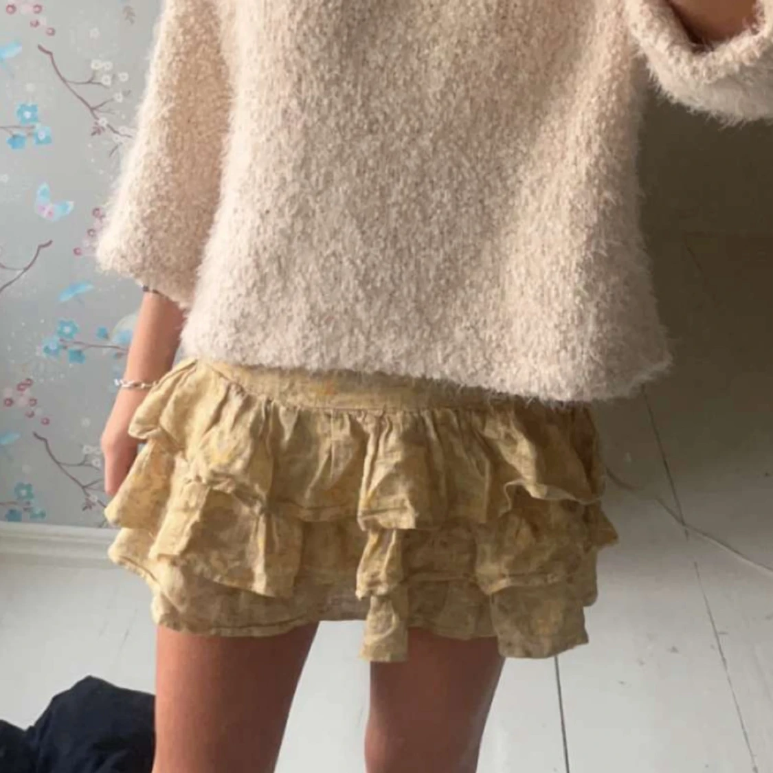 Gul volangkjol i linne  - 1