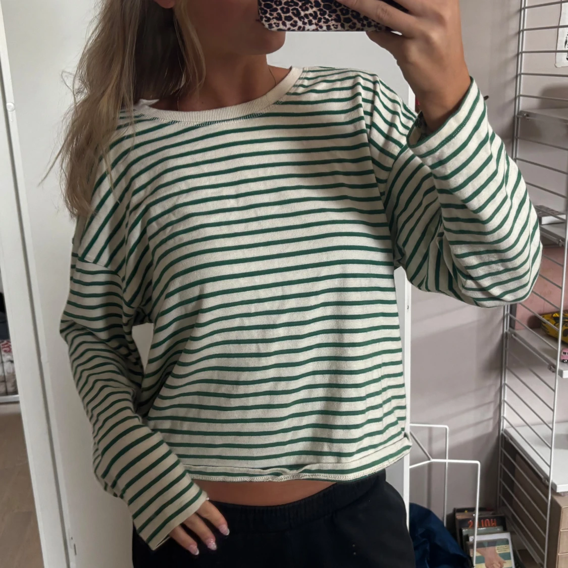 Randig långärmad tröja i bomull