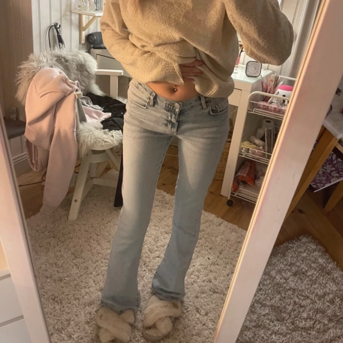 Ljusblå bootcut jeans - 1