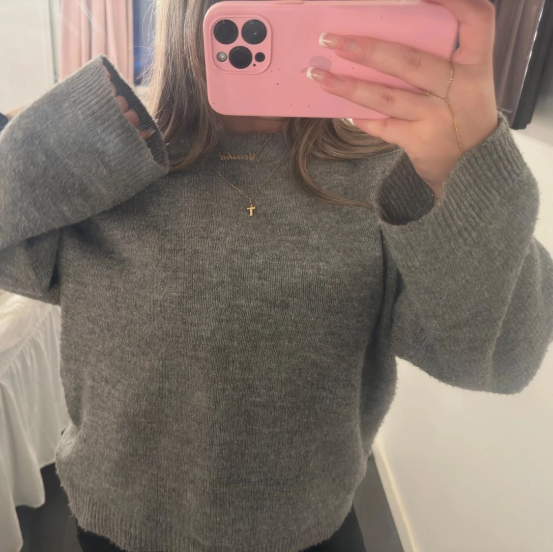 Grå stickad tröja XS - 91